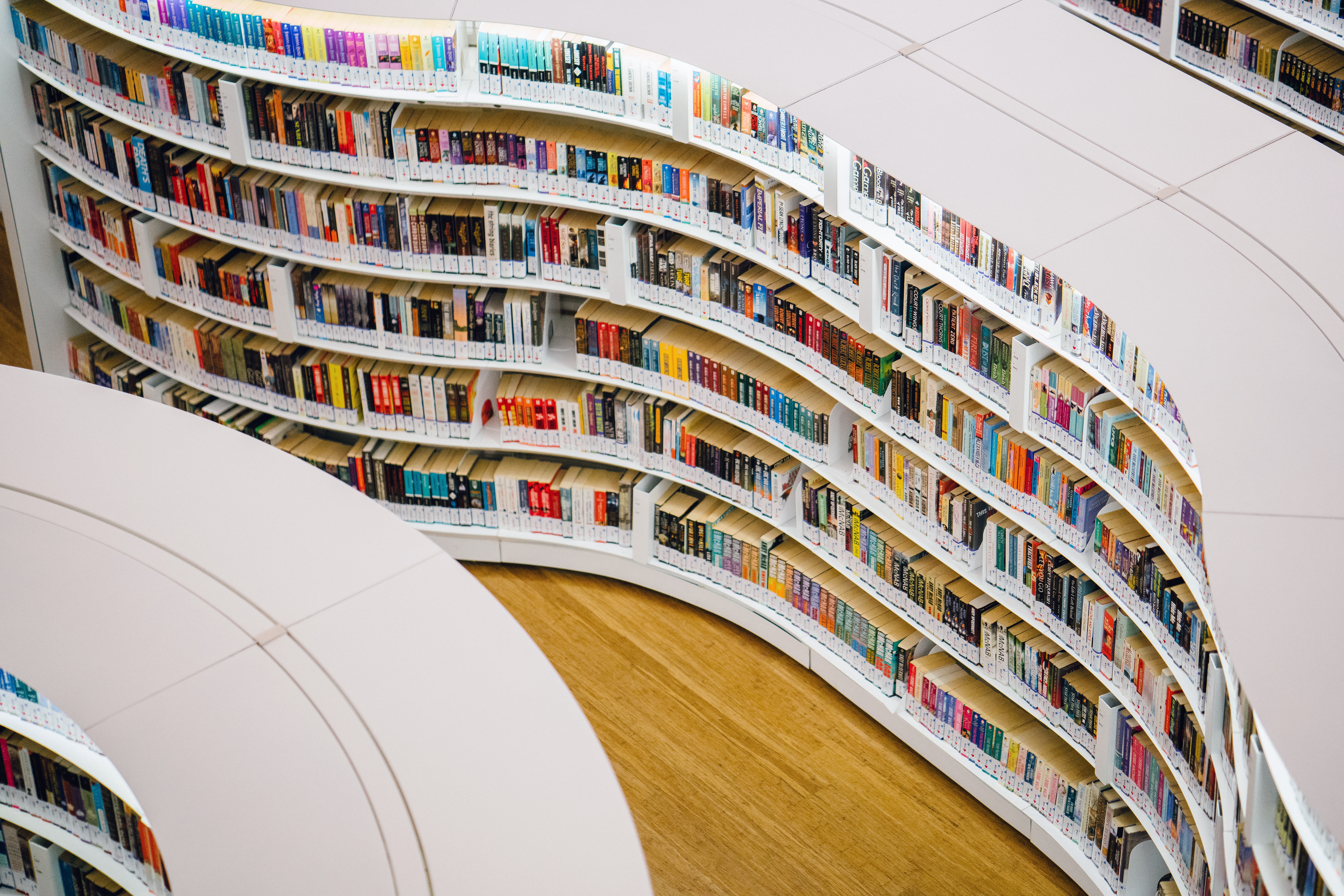 books on a shelf in a library